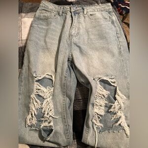 Distressed Light Blue Jeans